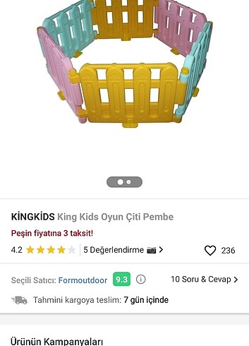 Beden Renk King kids oyun çiti Pilsan