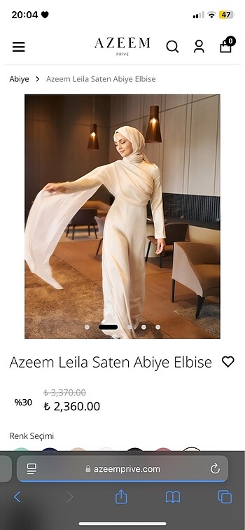 Krem tesettür abiye