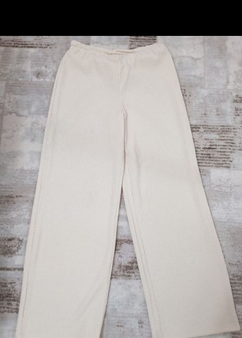 Kadın Beyaz Piliseli Pamuk Pantolon - Görsel 8