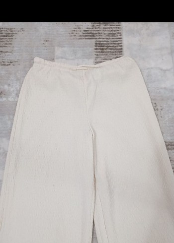 Kadın Beyaz Piliseli Pamuk Pantolon - Görsel 5