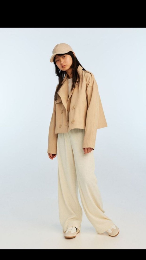 Kadın Beyaz Piliseli Pamuk Pantolon - Görsel 2