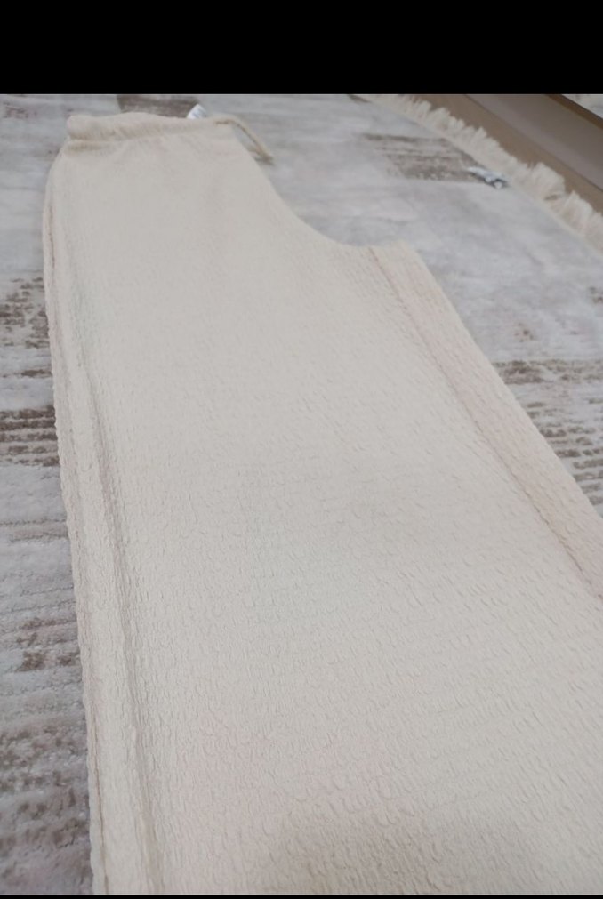 Kadın Beyaz Piliseli Pamuk Pantolon - Görsel 4