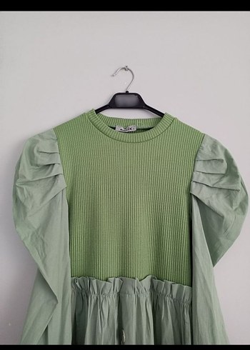 Düğmeli Uzun Bohem Pamuk Elbise - Görsel 2