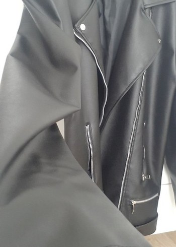 Siyah Deri Biker Ceket - Görsel 3