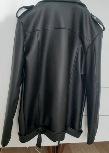 Siyah Deri Biker Ceket - Görsel 5