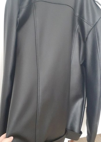 Siyah Deri Biker Ceket - Görsel 6