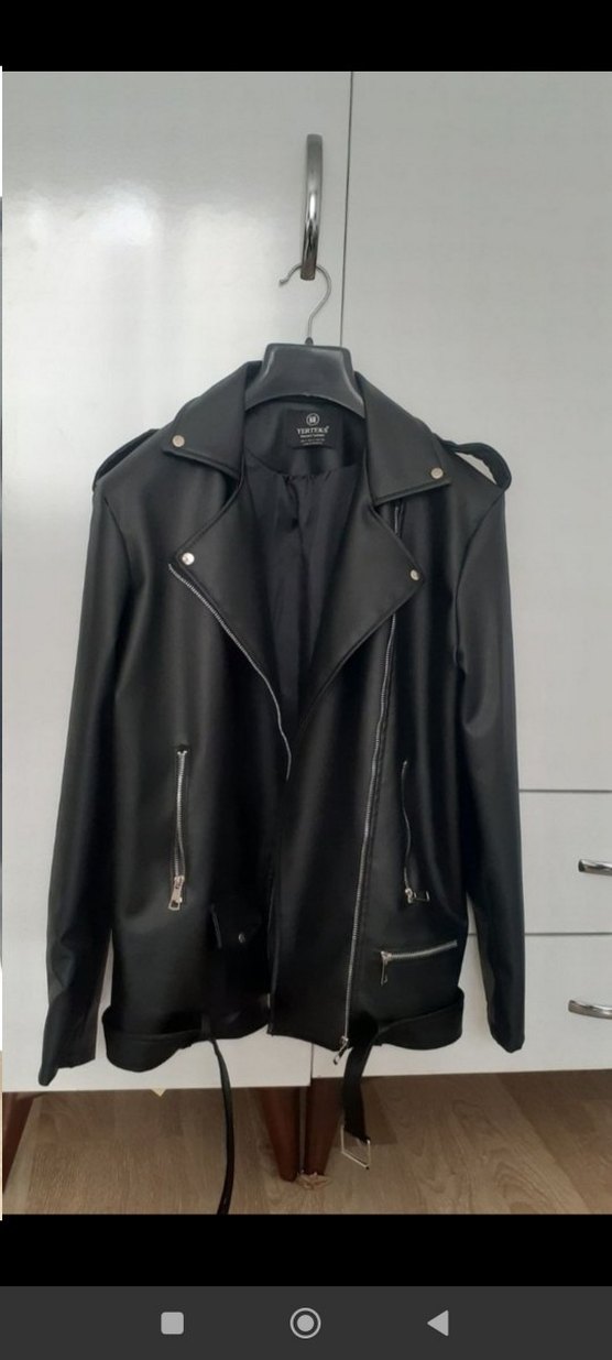 Siyah Deri Biker Ceket - Görsel 4