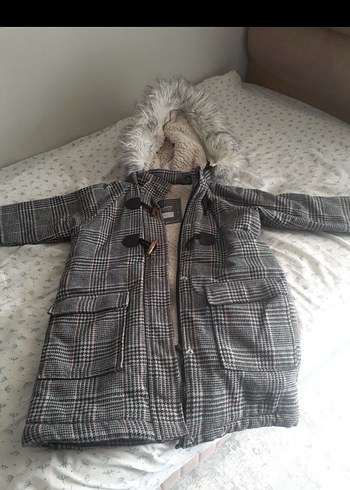 Çocuk Gri Ekose Mont - Görsel 4