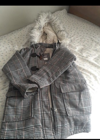 Çocuk Gri Ekose Mont - Görsel 2