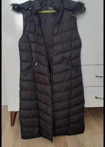 Siyah Uzun Kürklü Kadın Yelek - Görsel 4