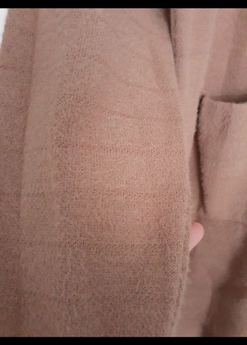 Düğmeli Uzun Kahverengi Kadın Hırka - Görsel 7