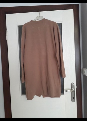 Düğmeli Uzun Kahverengi Kadın Hırka - Görsel 6