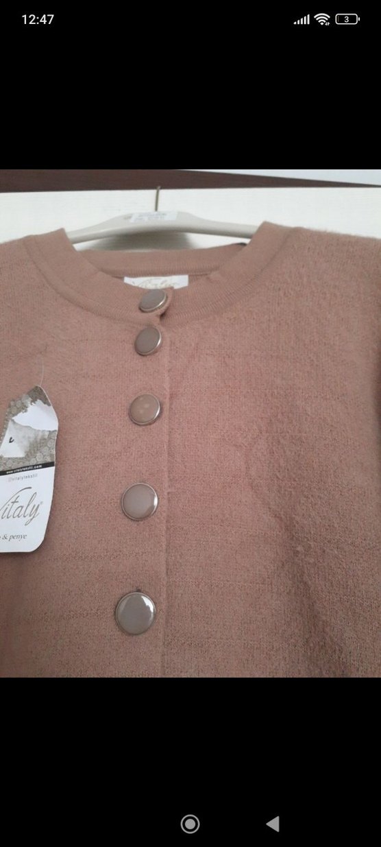 Düğmeli Uzun Kahverengi Kadın Hırka - Görsel 3