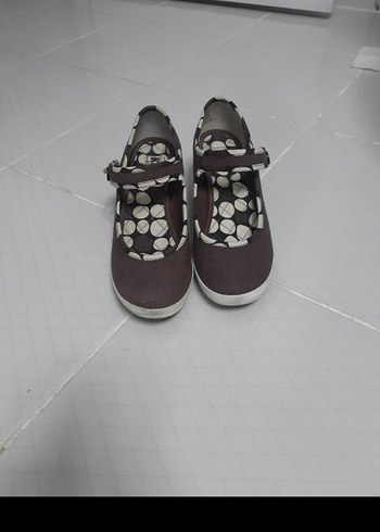 Kemerli Kahverengi Gri Bağlamalı Dolgu Topuk - Görsel 11