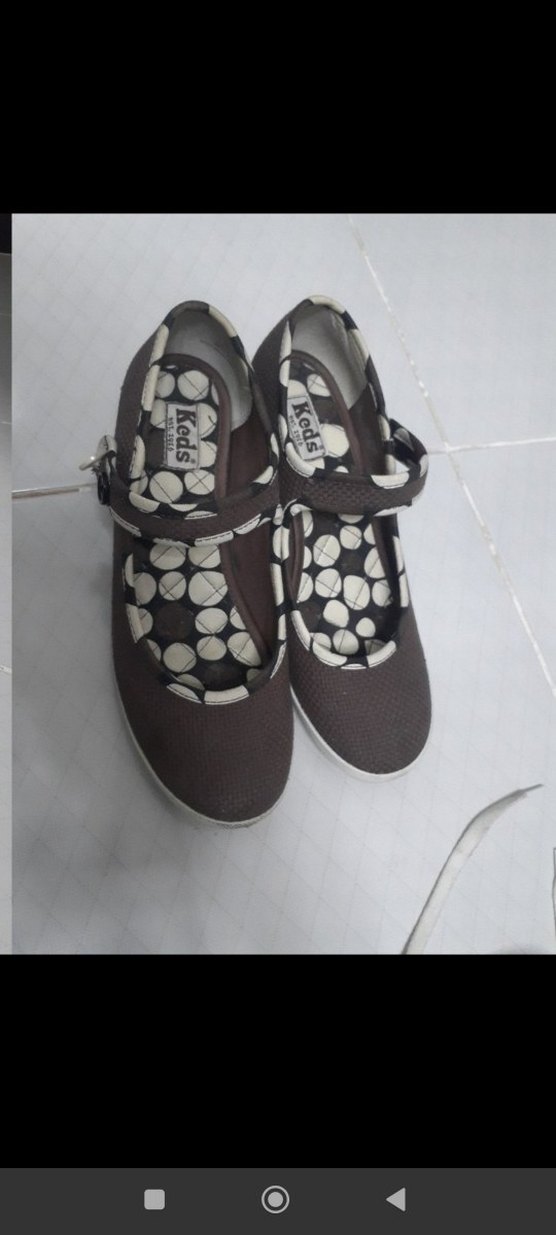 Kemerli Kahverengi Gri Bağlamalı Dolgu Topuk - Görsel 2