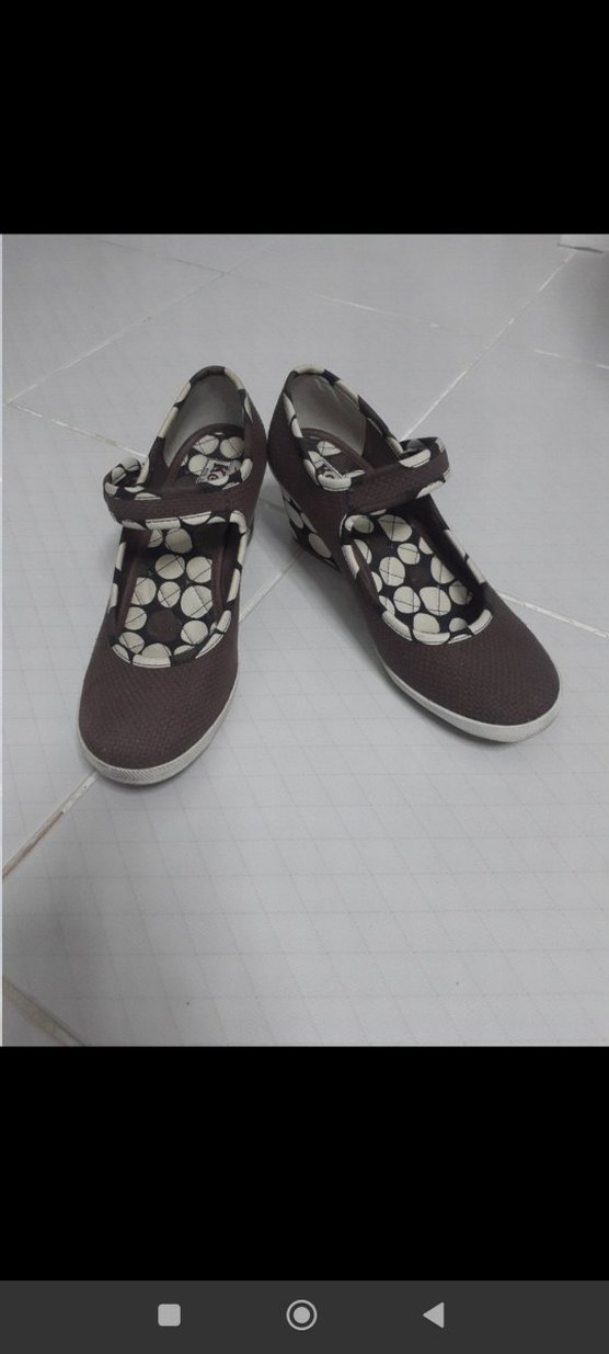 Kemerli Kahverengi Gri Bağlamalı Dolgu Topuk - Görsel 3