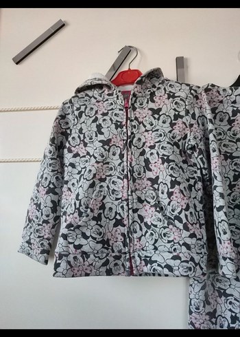 Kız Çocuk Kapüşonlu Gri Desenli Eşofman Takımı - Görsel 2