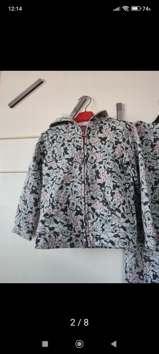 Kız Çocuk Kapüşonlu Gri Desenli Eşofman Takımı - Görsel 2