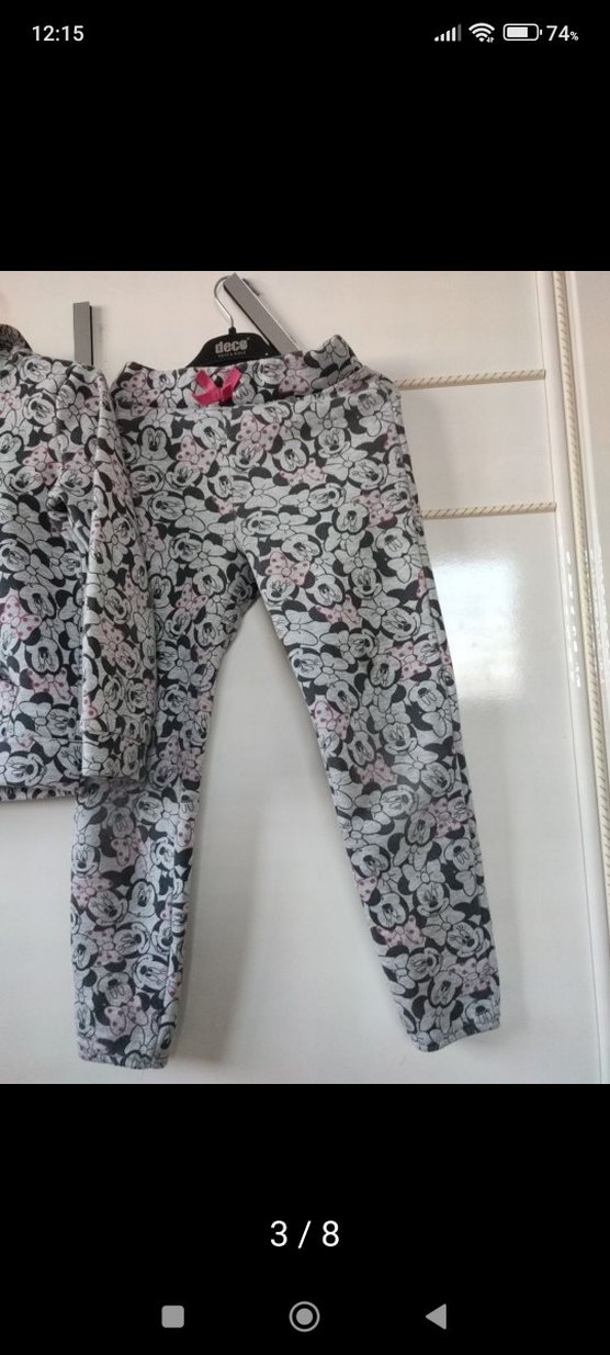 Kız Çocuk Kapüşonlu Gri Desenli Eşofman Takımı - Görsel 3