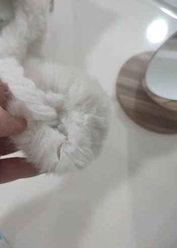 Beyaz Örgü Kiz çocuk Bere Kulaklıklı - Görsel 5