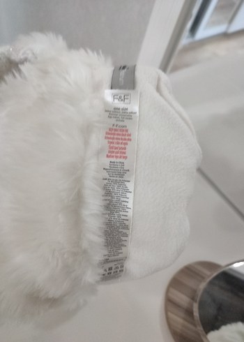 Beyaz Örgü Kiz çocuk Bere Kulaklıklı - Görsel 6