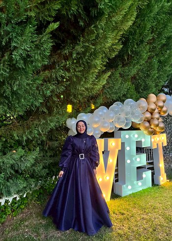 38 Beden lacivert Renk Tesettür Abiye