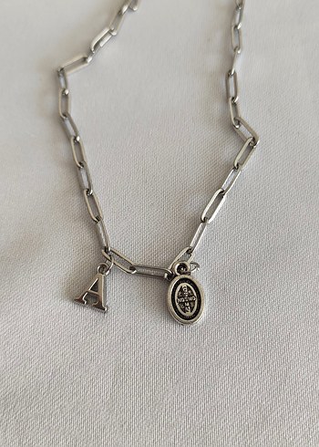 Harfli Madalyon Çelik Kolye - Görsel 2