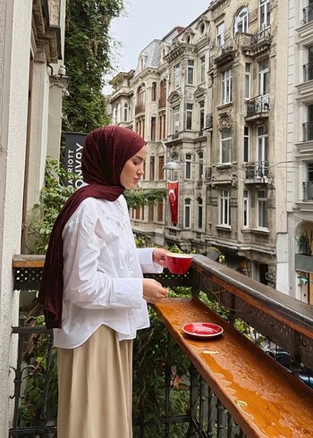 İmannoor bordo şal - Görsel 2