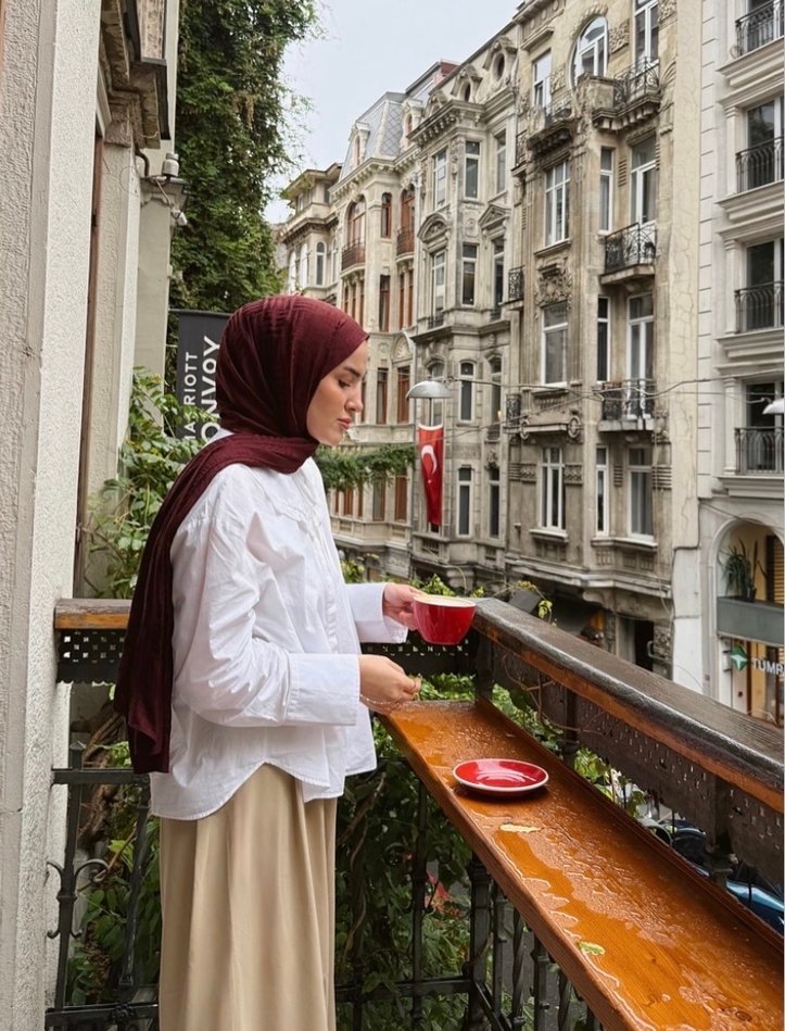 İmannoor bordo şal - Görsel 2