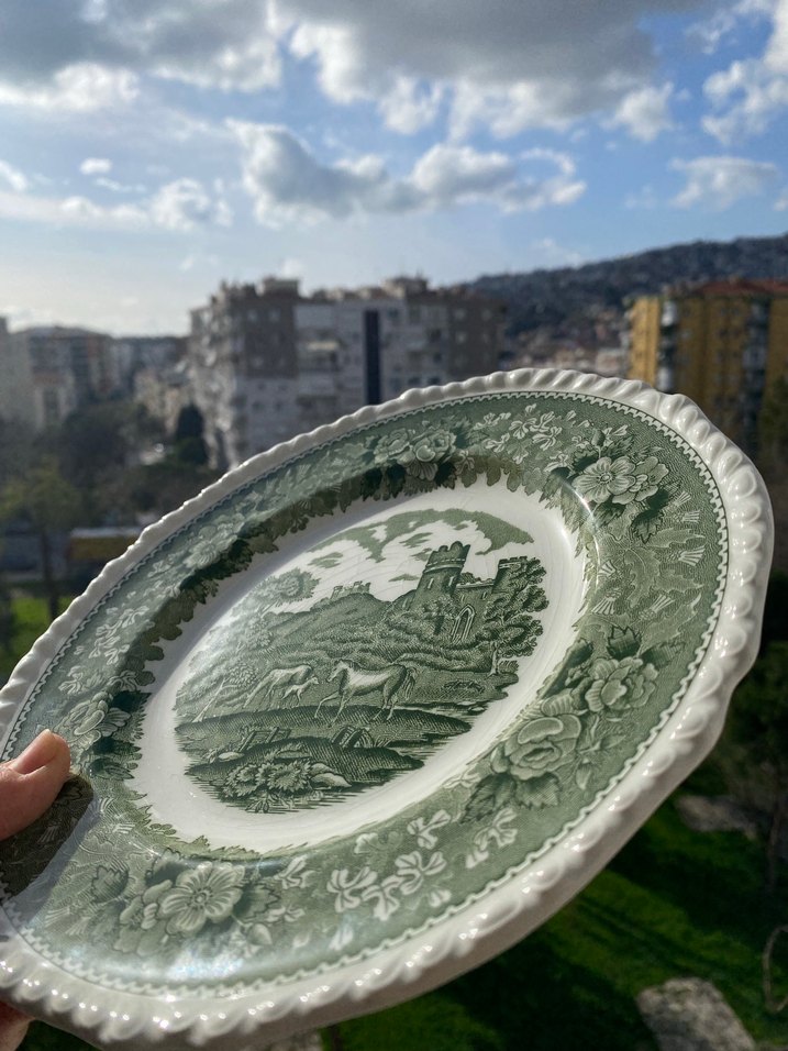 Yeşil adams antika pasta tabağı - Görsel 2