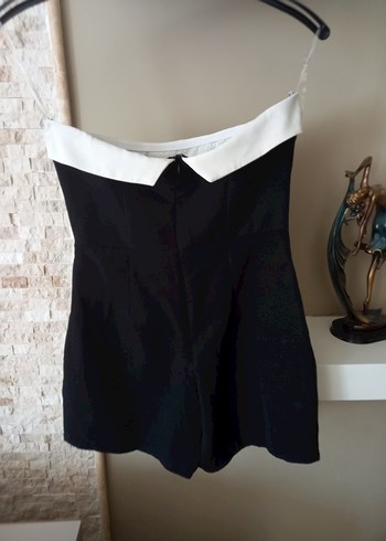 Siyah Straplez Mini elbise tulum - Görsel 6