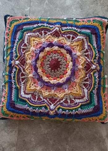 50cm Renkli Bohem Desenli Örgü kırlent kılıfı - Görsel 2