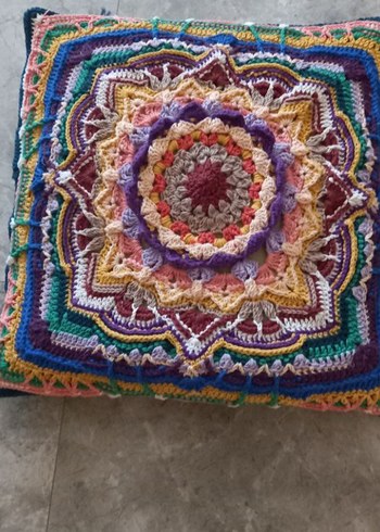 50cm Renkli Bohem Desenli Örgü kırlent kılıfı - Görsel 3