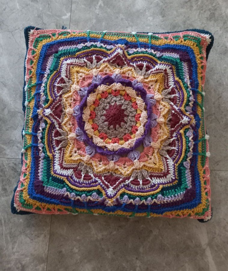 50cm Renkli Bohem Desenli Örgü kırlent kılıfı - Görsel 2