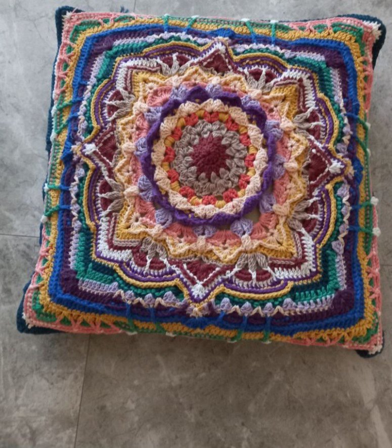 50cm Renkli Bohem Desenli Örgü kırlent kılıfı - Görsel 3