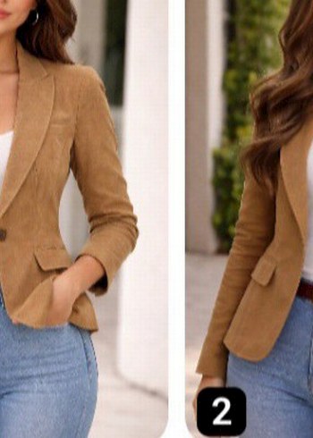 zara Düğmeli Kahverengi Süet Kadın Blazer Ceket - Görsel 2