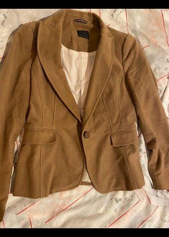 zara Düğmeli Kahverengi Süet Kadın Blazer Ceket - Görsel 3