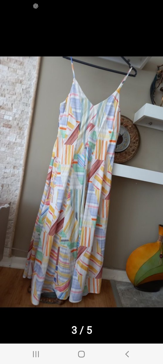 Çok Renkli Bohem Uzun Elbise - Görsel 2