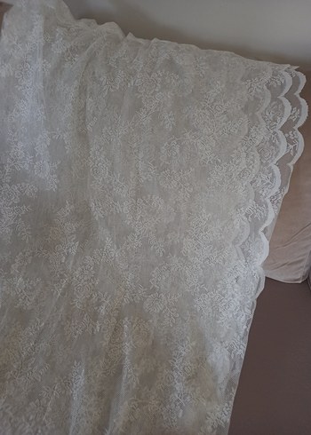 Beden dantel desenli Beyaz Tül Perde 160x230 iki kanat
