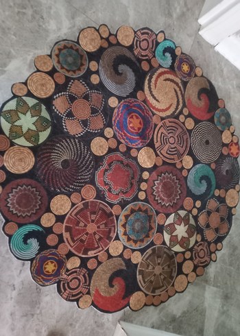 Çok Renkli Bohem Desenli Yuvarlak Halı