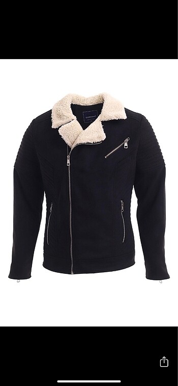 Erkek Siyah Slimfit Mono Yaka Süet Mont