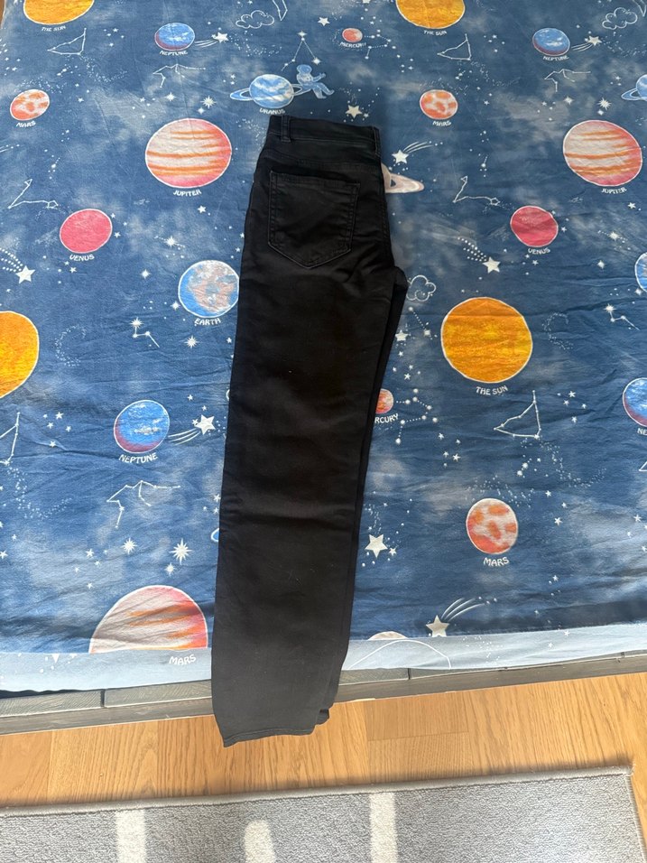 Unisex Çocuk Siyah Denim Regular Fit Pantolon - Görsel 3