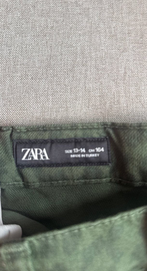 Zara Geniş Paça Yeşil Leopar Desen Jean - Görsel 2