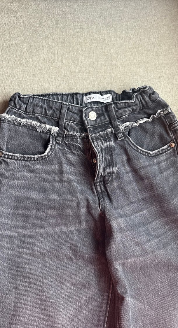 Zara Antrasit Bol Kesim Kız çocuk Kot Pantolon - Görsel 2