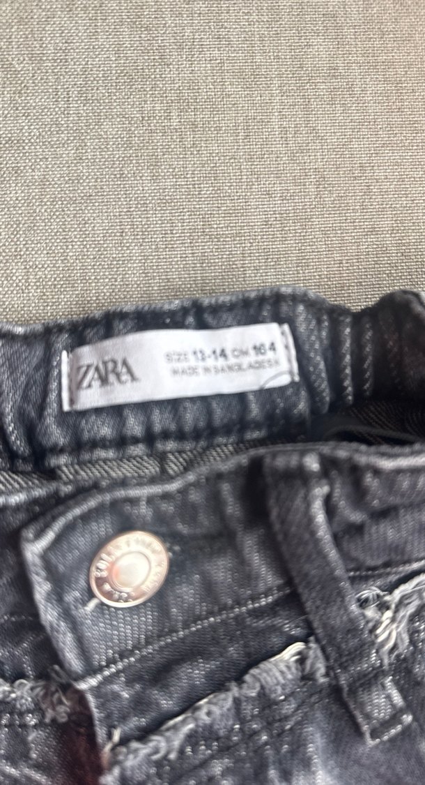 Zara Antrasit Bol Kesim Kız çocuk Kot Pantolon - Görsel 3