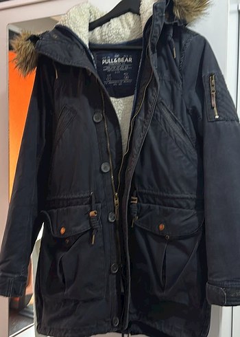 Pull and Bear Pull Bear Siyah Kapusonlu Sehir Parkasi