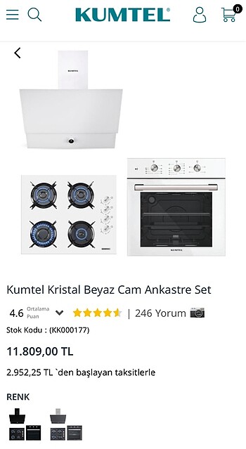3 lü ankastre set Kumtel marka beyaz renk