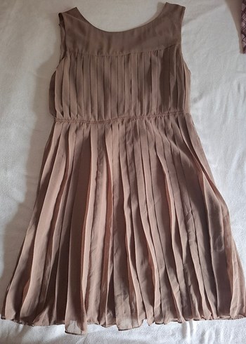 Zara Zara Sütlü Kahve Pilili Midi Strappy Elbise