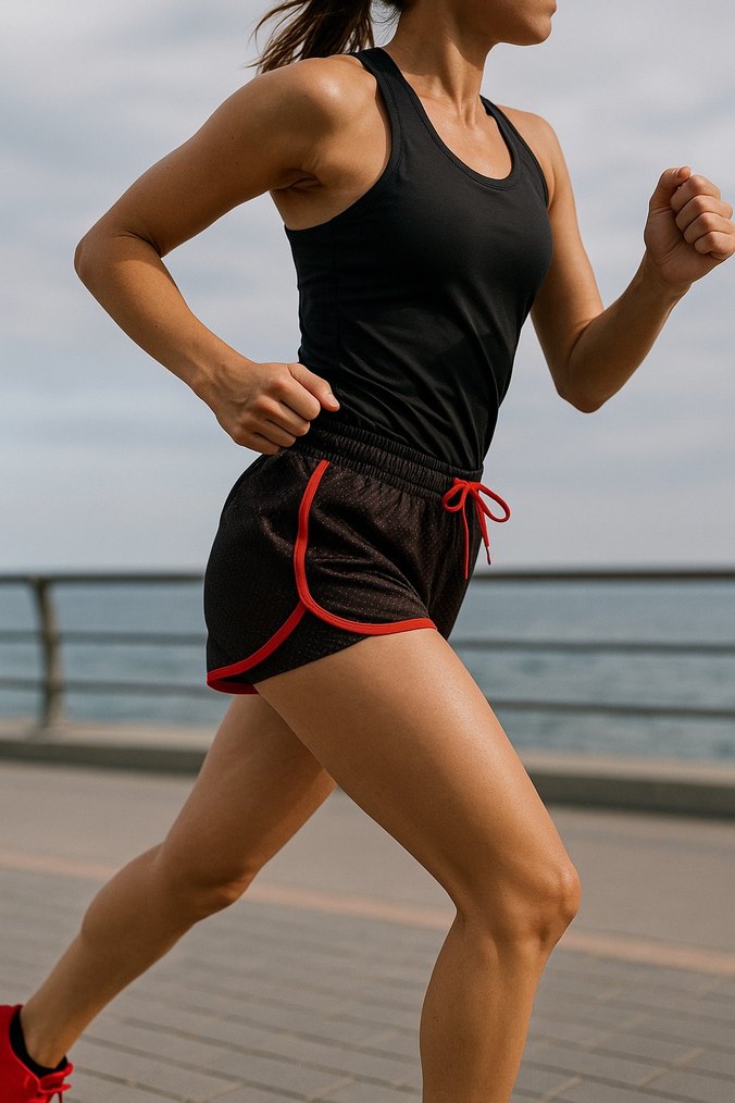 Kırmızı Mini Spor Kadın Şort - Görsel 2