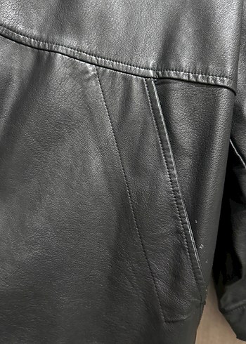 Siyah Deri Kapüşonlu Kadın Ceket - Görsel 3
